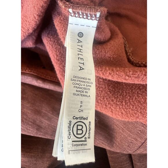 Athleta Altitude Polartec Half Zip Sweatshirt Mahogany Heather Brown Crop Small - Picture 11 of 14